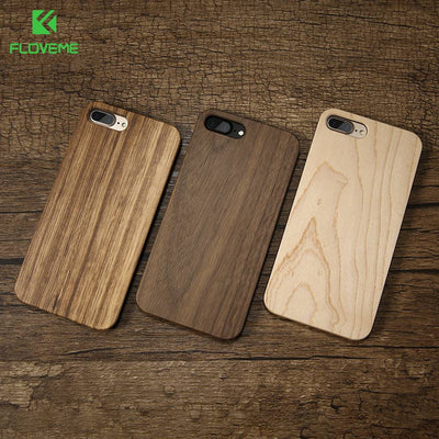 FLOVEME Wood Cover Case For iPhone 7 X XR XS MAX Case Natural Bamboo Wooden Phone Cases For iPhone 8 6 6S Plus 5S SE 5 Fundas