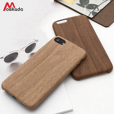 Moskado Wood Grain Phone Case For iPhone 8 7 6 6s Plus Luxury Retro Cover For iPhone X XS Max XR 7 8 Plus Soft PU Back Cover