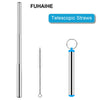 FUHAIHE Portable Stainless Steel Telescopic Drinking Straw Travel Straw Reusable Straw with 1 Brush and Metal Carry Case