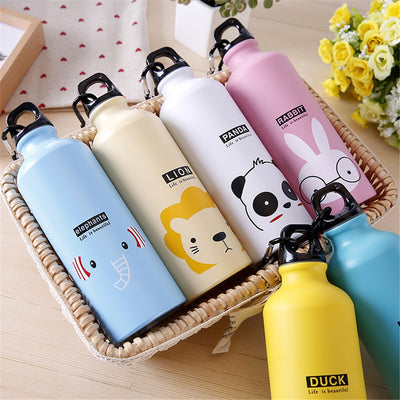 Cute Stainless Steel Reusable Kids Animal Print Bottle